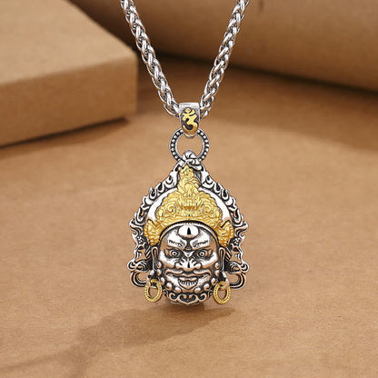 Colgante de collar de cobre con amuleto de la suerte del dios de la riqueza amarillo Mythstone