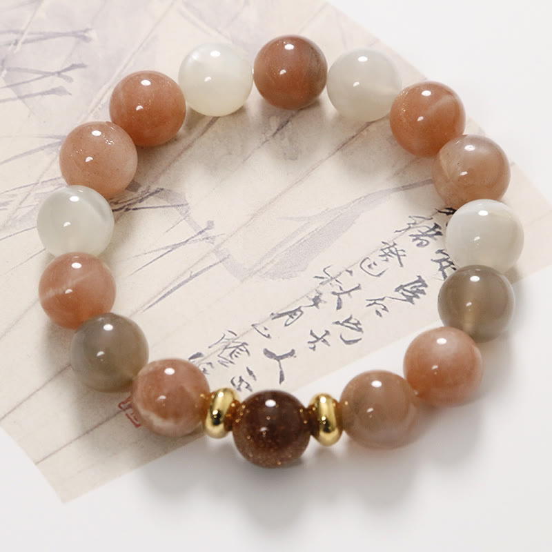 Mythstone Natural Sun Stone Gold Sandstone Wealth Positive Bracelet