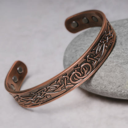 Mythstone Viking Birds Magnetic Copper Adjustable Cuff Bracelet Bangle