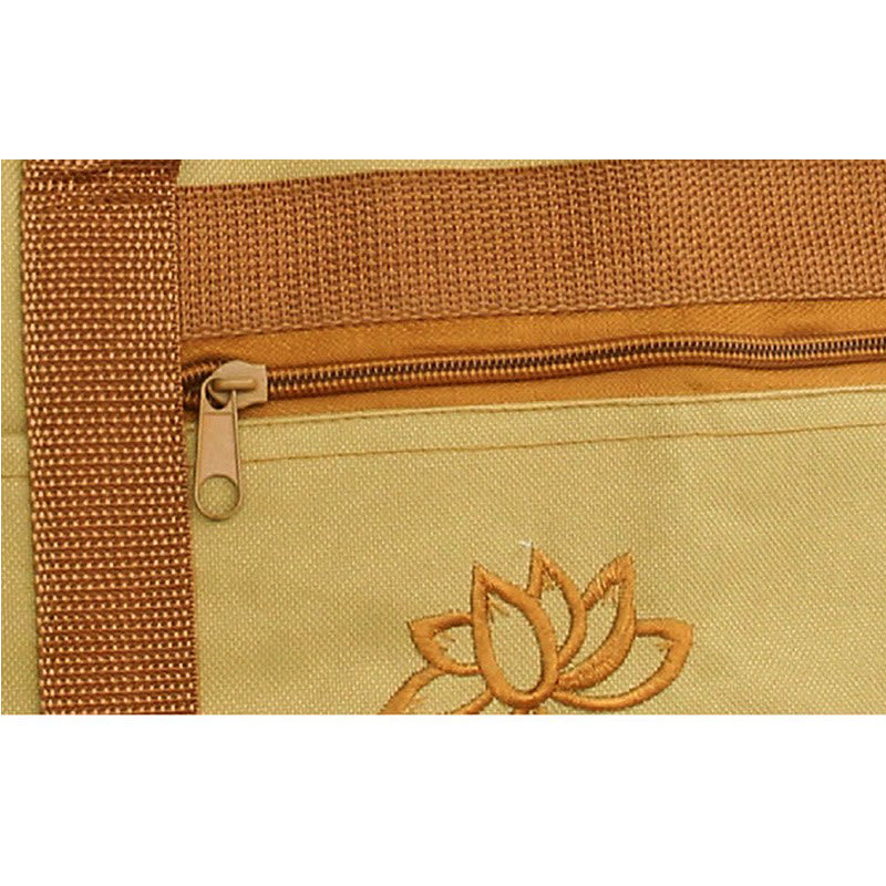 Mythstone Spiritual Mind Practice Lotus Embroidery Pattern Canvas Shoulder Bag Tote Bag