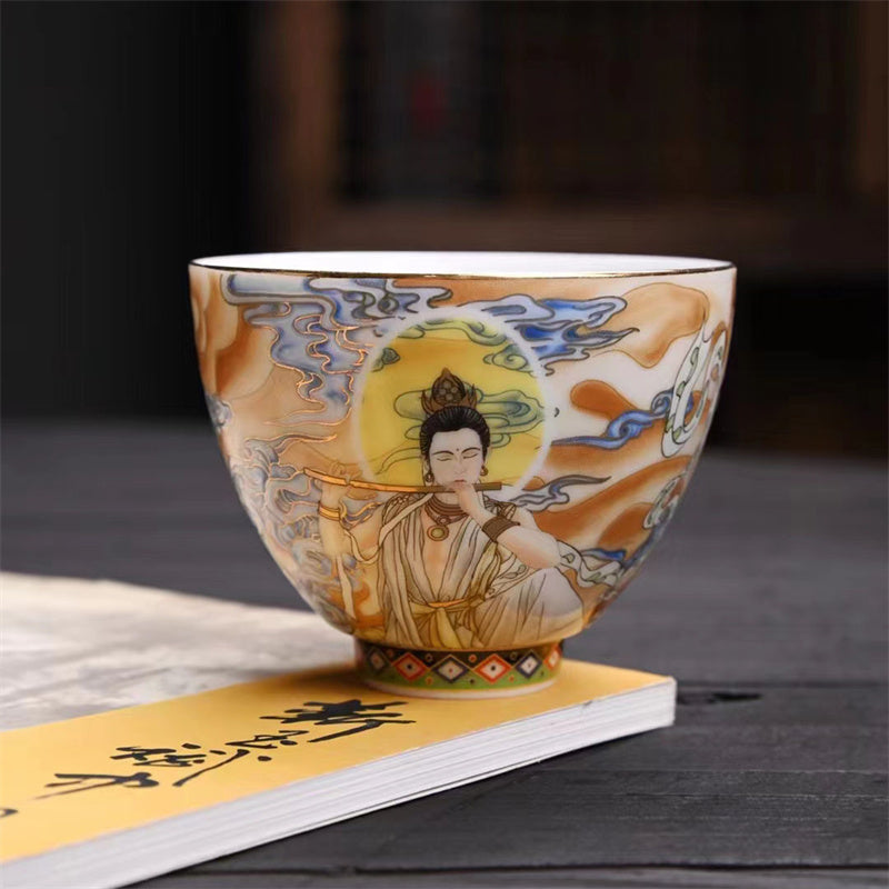 Mythstone Dunhuang Color Flying Apsaras Teacup Kung Fu Tea Cup