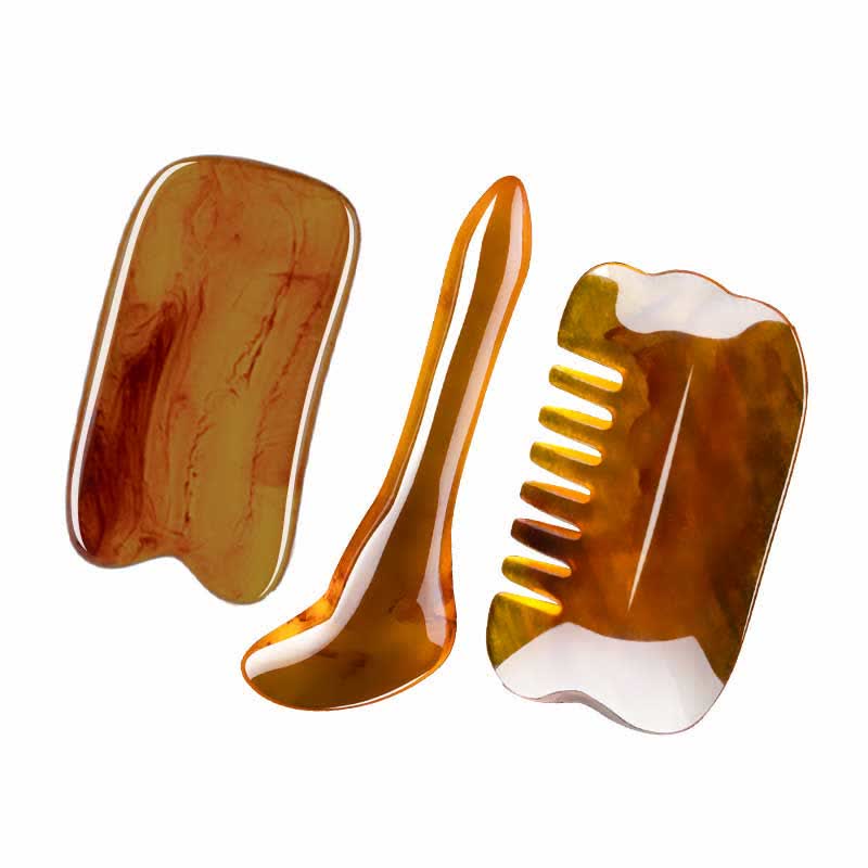 Resin Gua Sha Facial Whole Body Massage Comb Tool Set