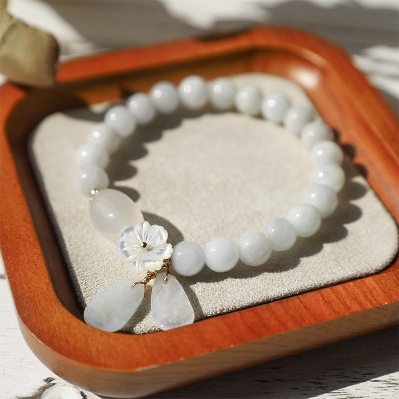 MythStone Natural White Jade Luck Bracelet