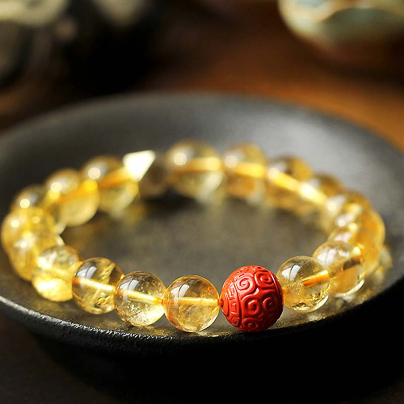 Mythstone Chinese Zodiac Natal Buddha Citrine Cinnabar Blessing Bracelet