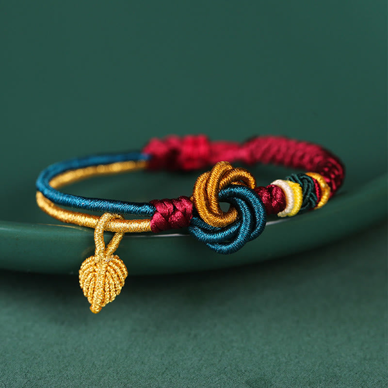 Mythstone Tibetan Handmade Mandala Knot Leaf Luck Rope Bracelet