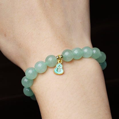 Mythstone Year Of The Dragon Natural Green Aventurine Lucky Gourd Bracelet