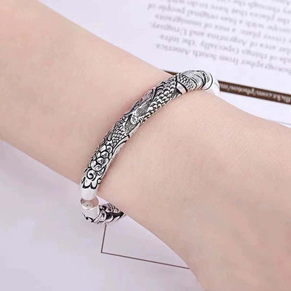 Mythstone Dragon Auspicious Clouds Luck Protection Bracelet Adjustable Bangle