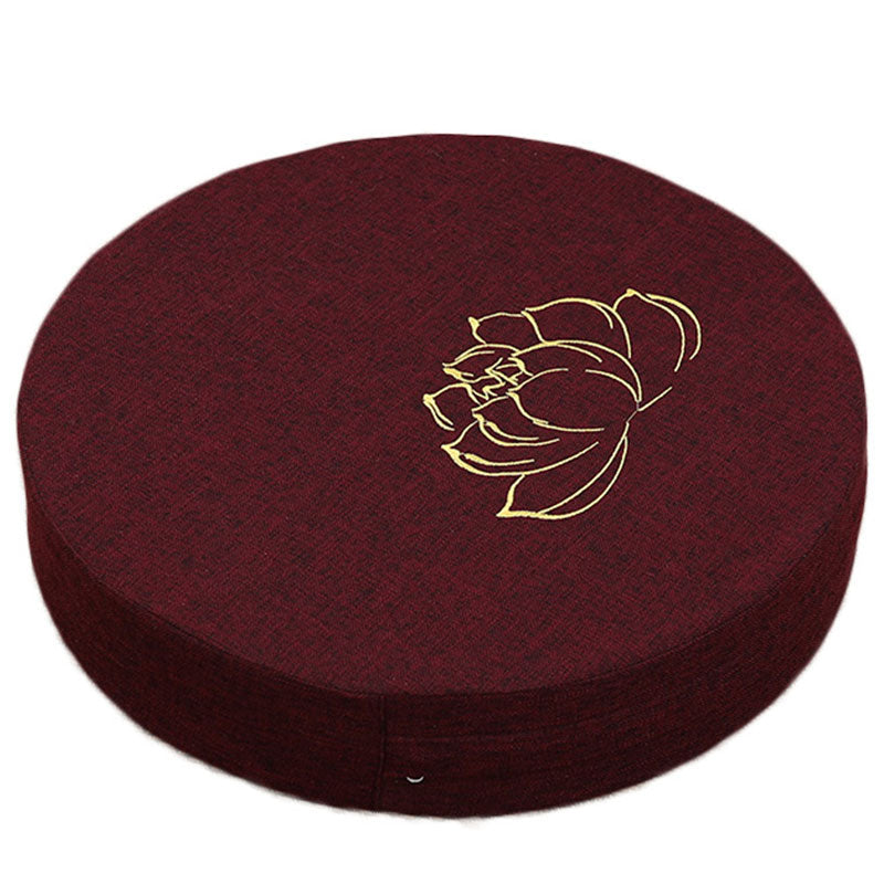 Mythstone Lotus Embroidery Cotton Linen Meditation Seat Cushion