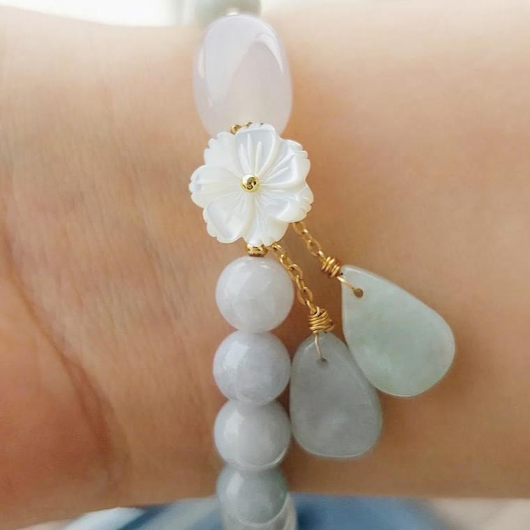 MythStone Natural White Jade Luck Bracelet