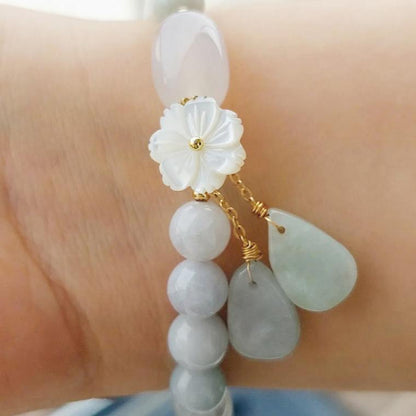 MythStone Natural White Jade Luck Bracelet