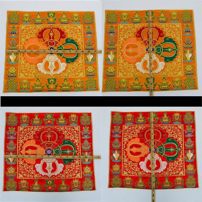 Mythstone Flower Endless Knot Prayer Altar Mat Healing Meditation 8 Auspicious Symbols Mat Table Runner