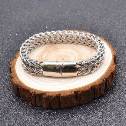 MythStone Fish Scale Magnetic Buckle Titanium Steel Balance Bracelet Bangle