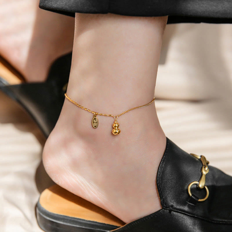 Mythstone 18k Gold Lucky Gourd Design Wealth Buckle Anklet