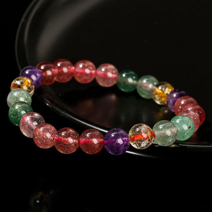 Pulsera de cuentas curativas de cuarzo fresa multicolor natural Mythstone