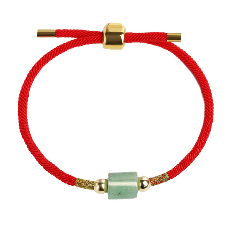 Pulsera trenzada de cuerda con piedra roja, malaquita y aventurina verde hecha a mano del Tíbet para proteger la suerte 