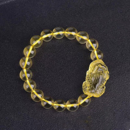 Mythstone Natural Citrine Pi Xiu Stretch Bracelet