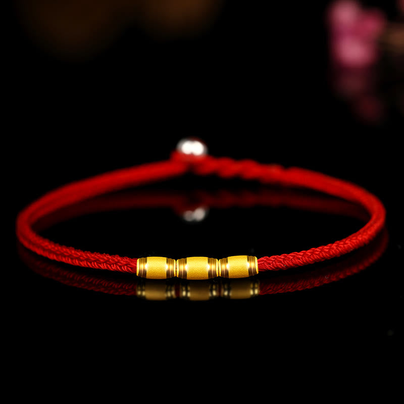 Mythstone 999 Gold Lucky Bead Eight Thread Peace Knot Red Rope Bracelet