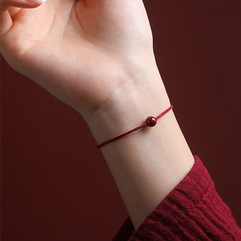 Mythstone Natural Cinnabar Red Agate Blessing Red String Bracelet