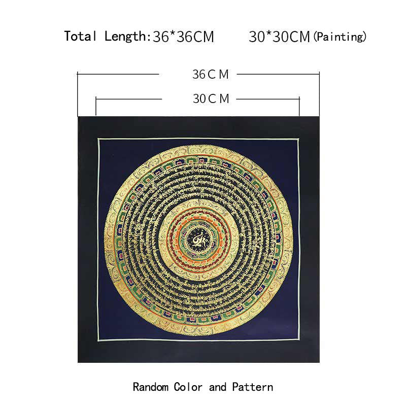 Caja ciega con bendición espiritual hecha a mano con pintura Thangka tibetana Mythstone, patrón de colores aleatorios