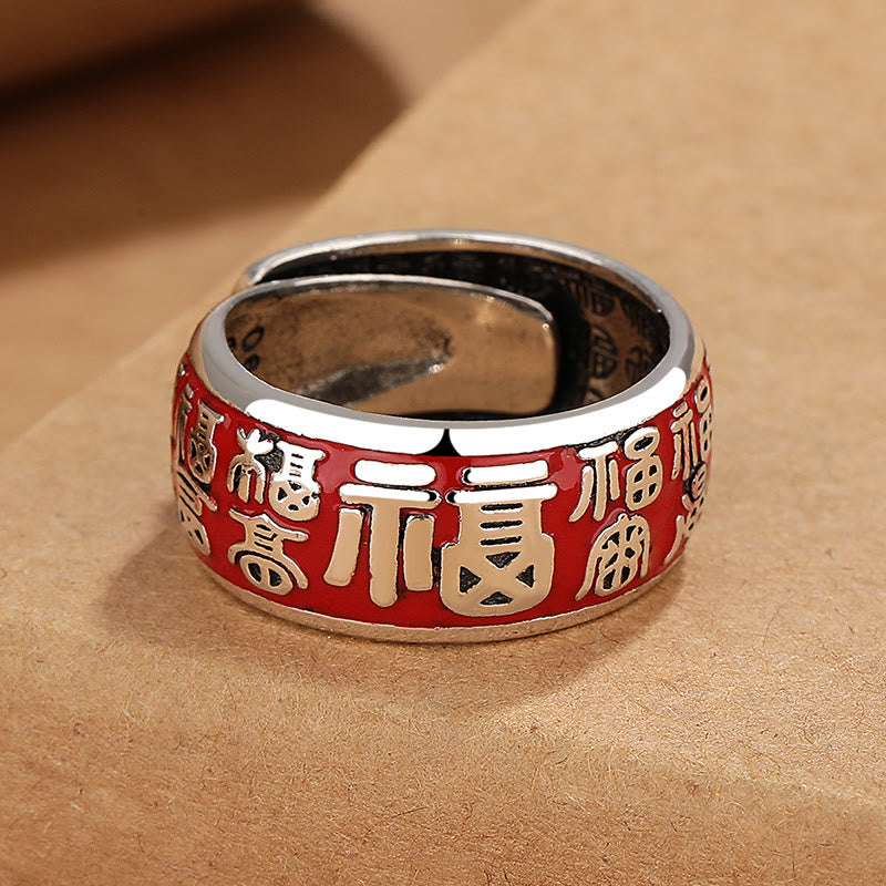 Mythstone Fu Character Design Fortune Luck Copper Adjustable Ring