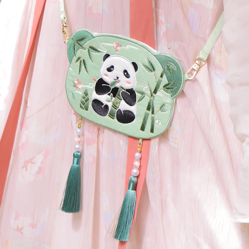 Mythstone Embroidery Lucky Panda Cat Shiba Inu Deer Rabbit Fox Flower Cute Animal Hanfu Bag Crossbody Bag Shoulder Bag