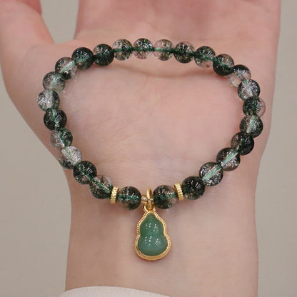 Pulsera con dije de Buda de calabaza con fantasma verde natural de Mythstone 