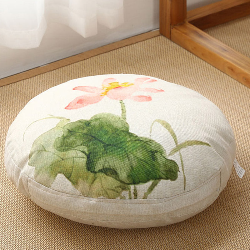 Mythstone Lotus Simple Pattern Linen Meditation Seat Cushion Home Living Room Decoration