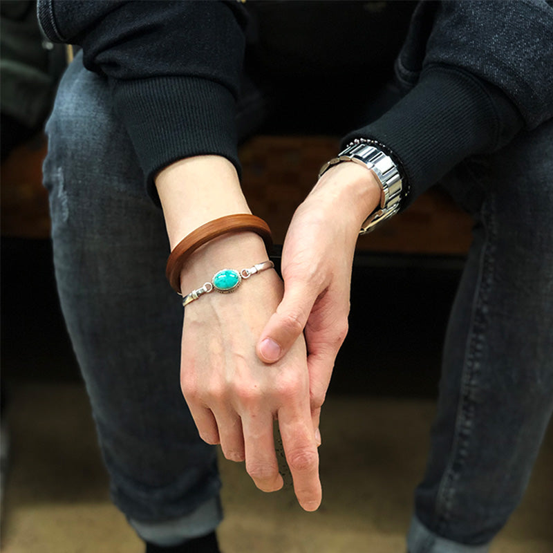 Mythstone 925 Sterling Silver Turquoise Balance Protection Handmade Nepal Bracelet Bangle