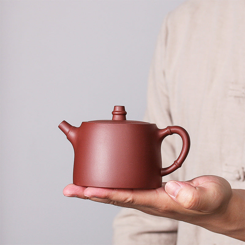 Mythstone Handmade Vintage Bamboo Purple Clay Kung Fu Teapot