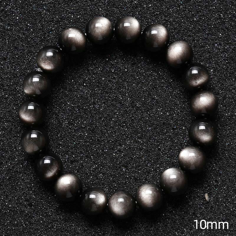 Mythstone Natural Silver Sheen Obsidian Soothing Protection Bracelet