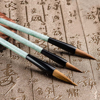 Mythstone Natural Jade Luck Chinese Calligraphy Brush Pen Chinese Writing Brush With Gift Box