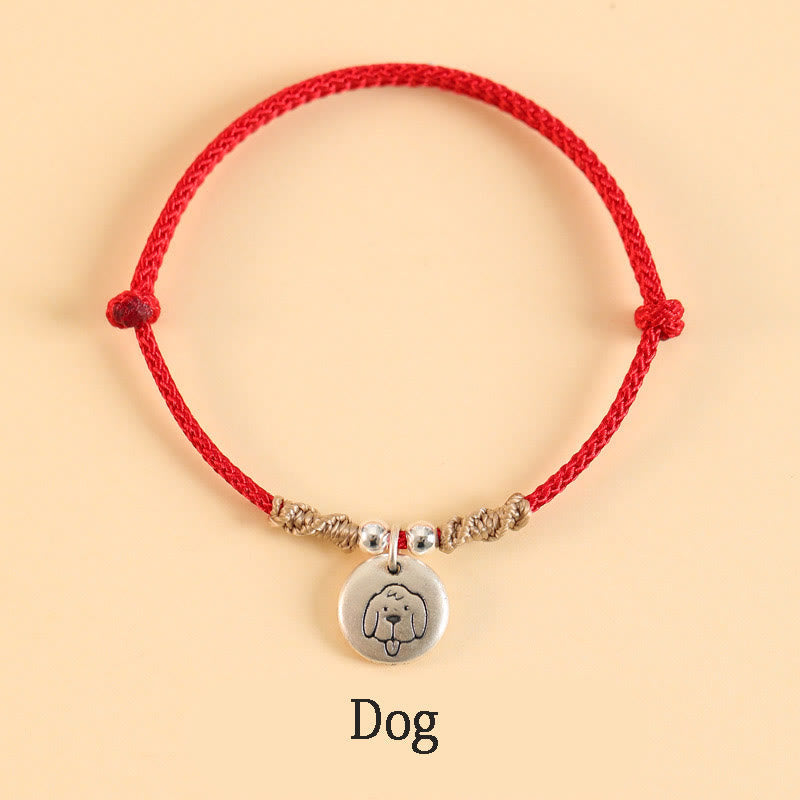 Pulsera trenzada con el signo de la suerte del año del dragón chino hecha a mano en plata de ley 999 de Mythstone 