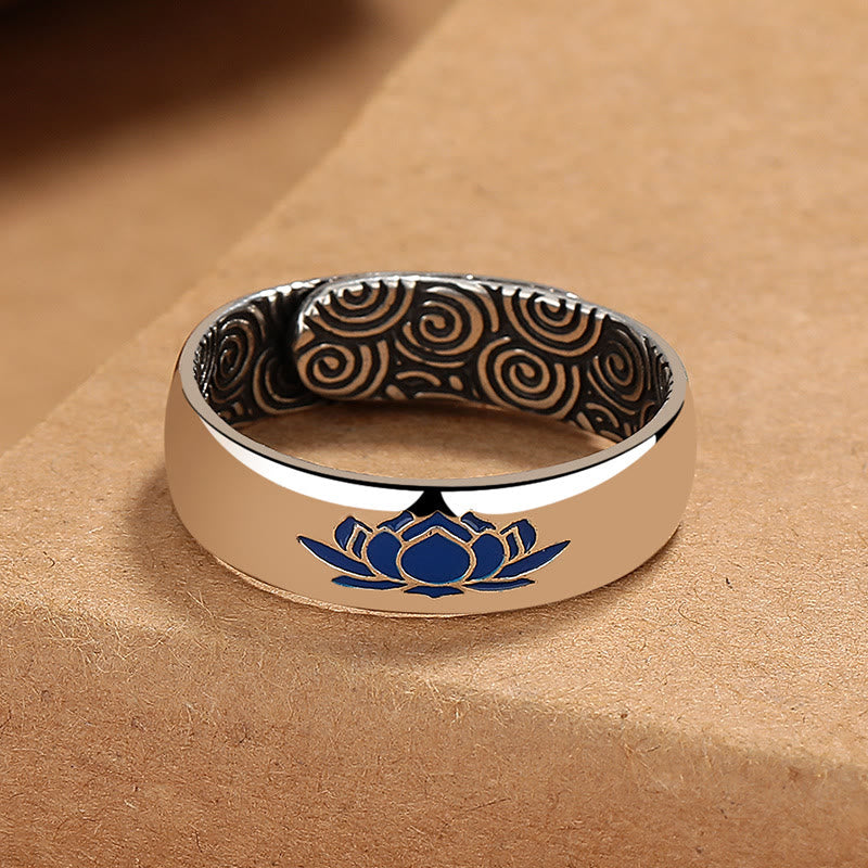 Mythstone Tibetan Blue Lotus Auspicious Clouds Copper Enlightenment Ring