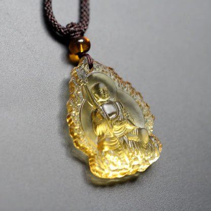 Collar con colgante de amuleto de serenidad de cristal de Buda Liuli Ksitigarbha de Mythstone