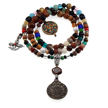 Mythstone Tibet 108 Mala Beads Nine Palaces Bagua Bodhi Seed Yak Bone Vajra Harmony Bracelet