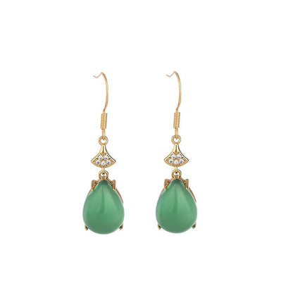 Mythstone Cyan Jade Luck Drop Earrings