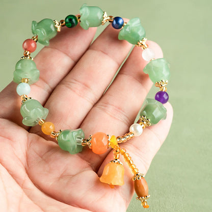 Mythstone Green Aventurine Magnolia Flower Luck Bracelet