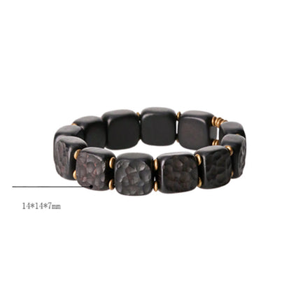 Mythstone Retro Ebony Wood Texture Style Copper Peace Balance Bracelet