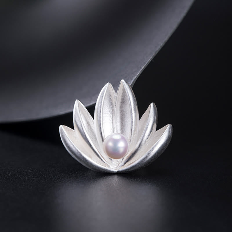 Mythstone 925 Sterling Silver Lotus Flower Pearl New Beginning Brooch