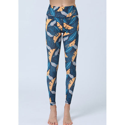 Pantalones con estampado de hojas de Mythstone, mallas deportivas de cintura alta para yoga y fitness, pantalones de yoga para mujer 