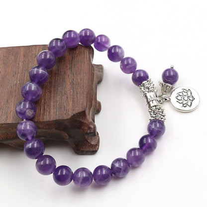 Mythstone Amethyst Crystal Lotus Healing Balance Bracelet