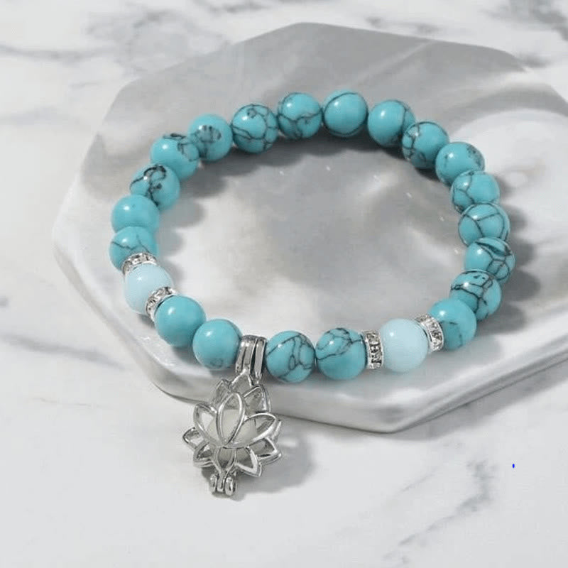 MythStone Tibetan Turquoise Glowstone Luminous Bead Lotus Protection Bracelet