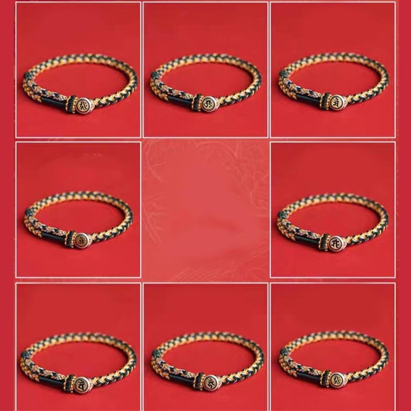 Pulsera de cuerda de protección de Buda natal del zodiaco chino del año del dragón hecha a mano en plata de ley 925 de Mythstone