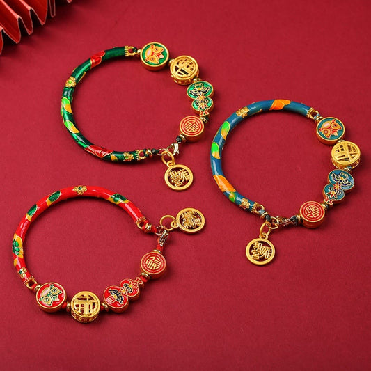 Mythstone Tibetan Gourd Fortune Happiness Lion Wealth Luck Bracelet