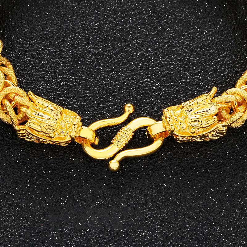 Mythstone 24k Gold Plated Double Headed Dragon Protection Bracelet