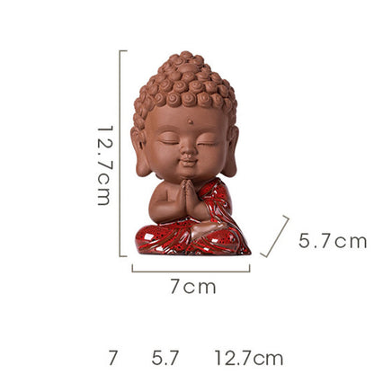 Mythstone Mini Gautama Buddha Sakyamuni Kwan Yin Avalokitesvara Ksitigarbha Serenity Ceramic Desk Decoration