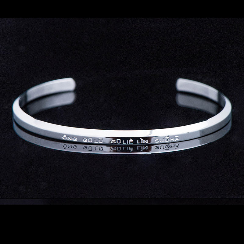 Mythstone Six True Words Engraving Titanium Steel Blessing Protection Bracelet