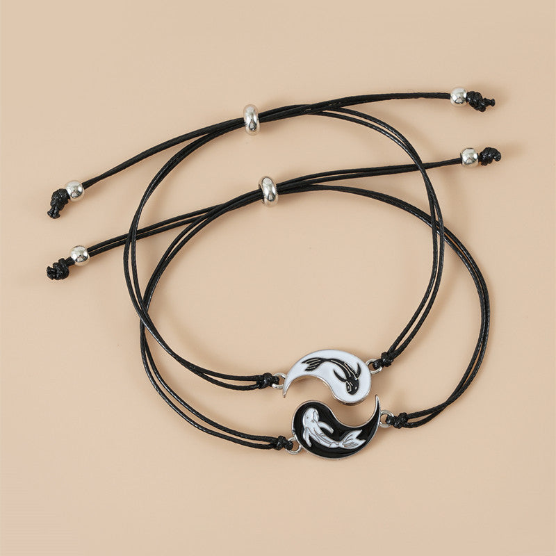 MythStone 2pcs Yin Yang Hematite Couple Bracelet