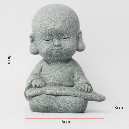 Estatua de Buda monje con oración de meditación de piedra mitológica, decoración del hogar con serenidad 