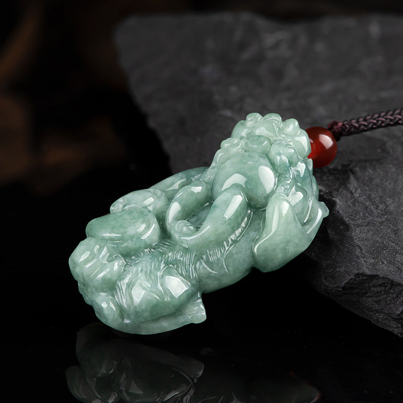 Mythstone Jade PiXiu Wealth Luck String Necklace Pendant